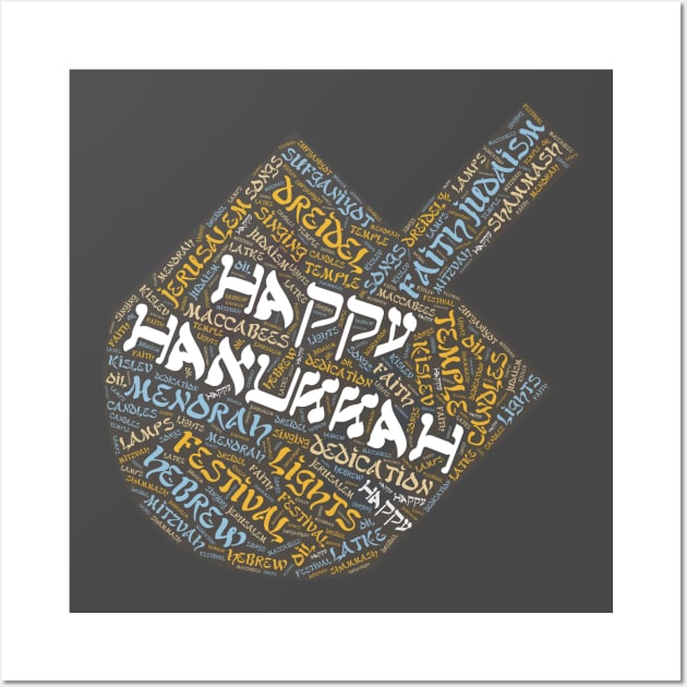 Hanukkah Wordcloud for Darker Backgrounds Wall Art by WYL - Words You Love